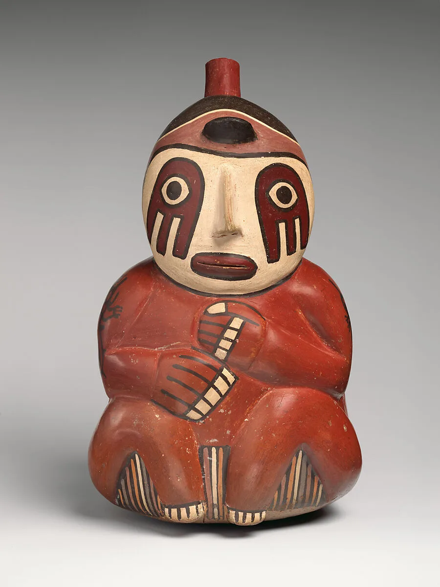Bottle with seated figure — Nasca artist(s)