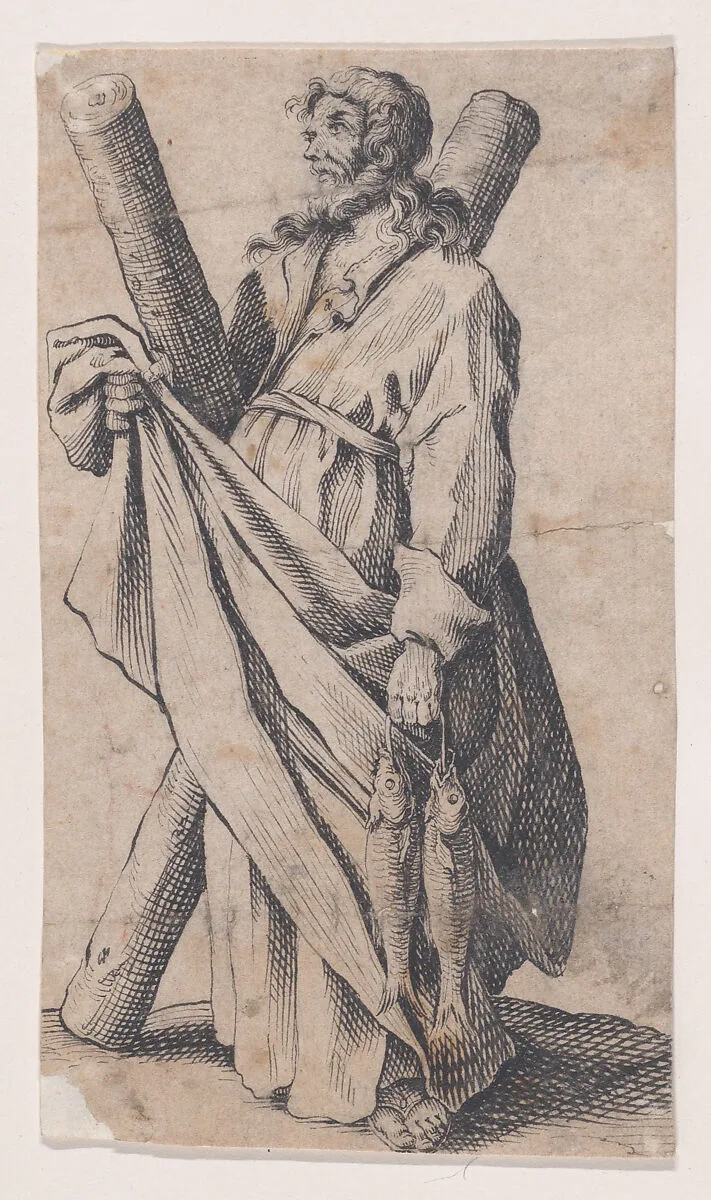Copy of St. Andrew, from Les Grands Apôtres Debout, Représentant Le Sauveur, La Bienheureuse Marie et Les SaintsApôtres (The Large Standing Apostles, Representing The Savior, The Blessed Mary and The Apostles) — Jacques Callot|Anonymous