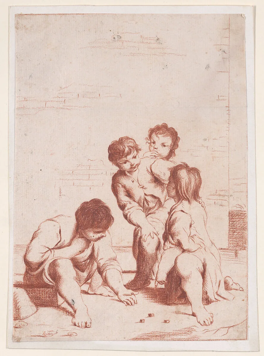 Four children playing with dice — Anonymous|Giuseppe Maria Crespi