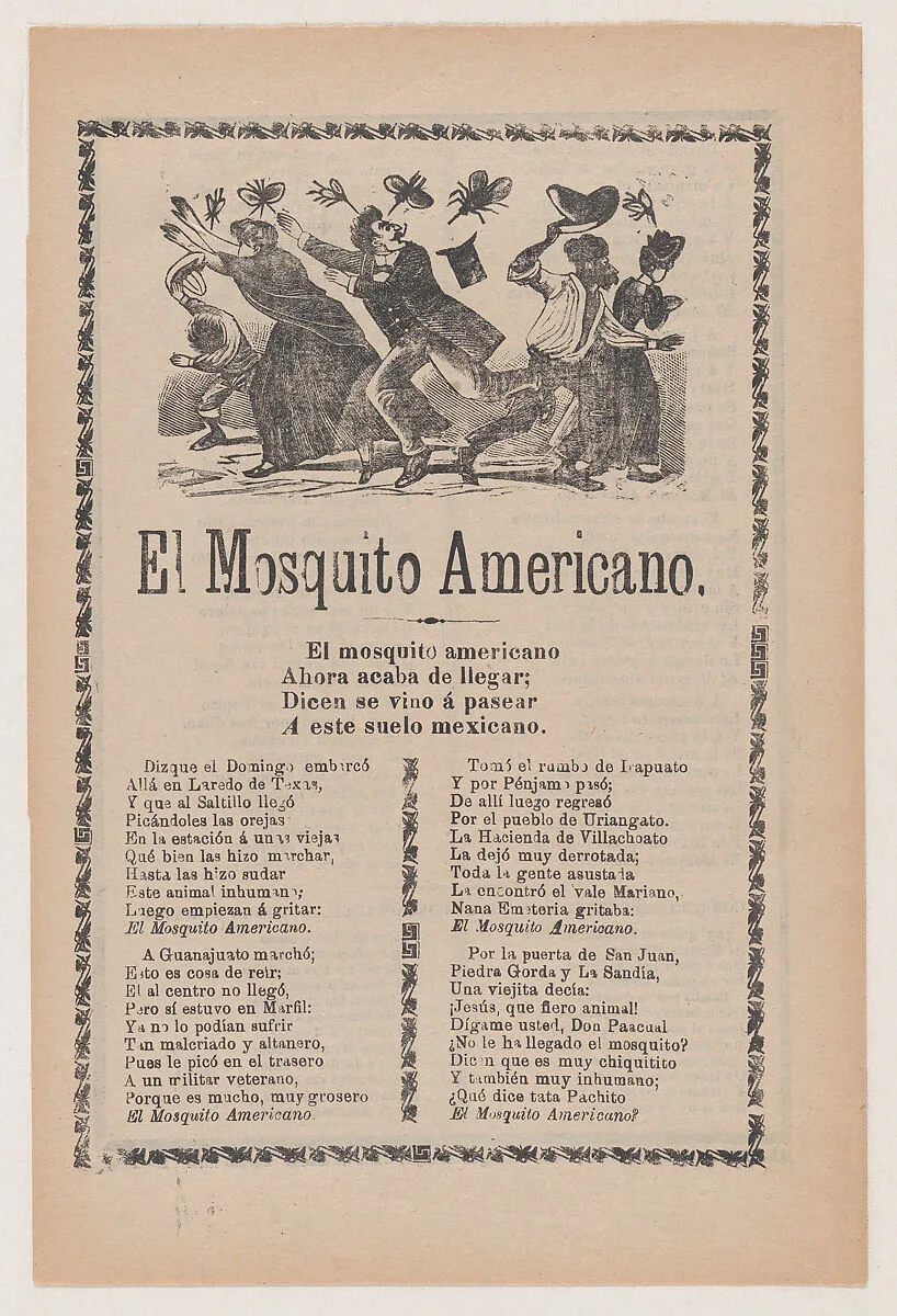 Broadsheet relating to the American Mosquito with verse critical of U.S. imperialism — Antonio Vanegas Arroyo|José Guadalupe Posada