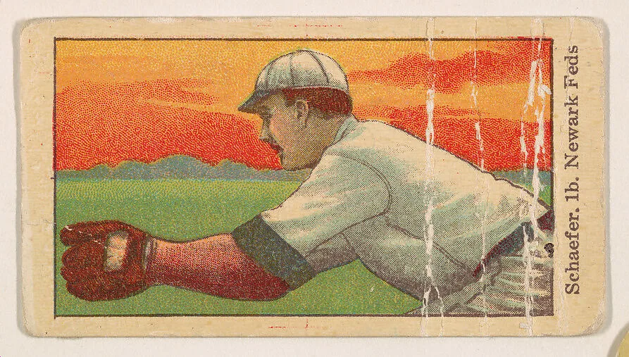 Schaefer, 1st Base, Newark, Federal League, from the Baseball Players series (D303), issued by the General Baking Company — General Baking Company