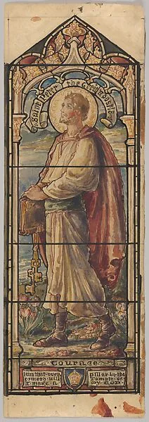 St. Peter the Great Apostle, Representing Courage: Design for a Stained Glass Window, First Presbyterian Church, Flemington, New Jersey (one of a set of seven) — D. Maitland Armstrong|Helen Maitland Armstrong