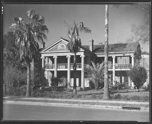 [Greek Revival House with Half-Lunette Window in Gable]