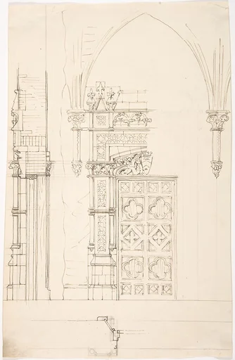 Design for a Gothic Wall and Door