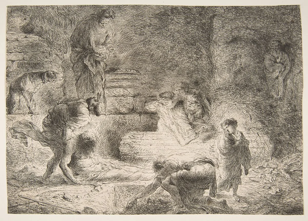 Tobit burying the Dead — Giovanni Benedetto Castiglione (Il Grechetto)