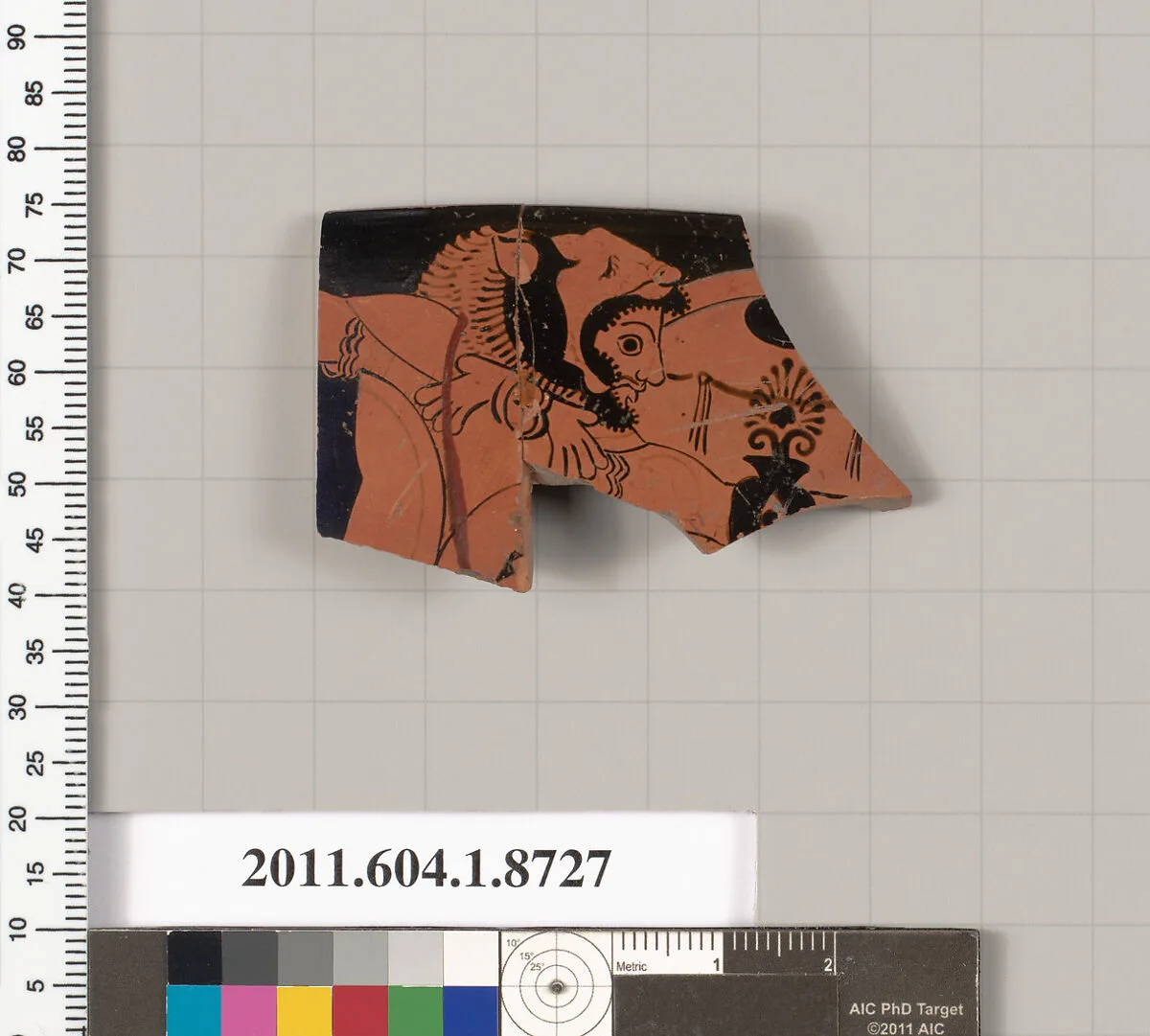 Terracotta rim fragment of a cup-skyphos (drinking cup) — Kleophrades Painter