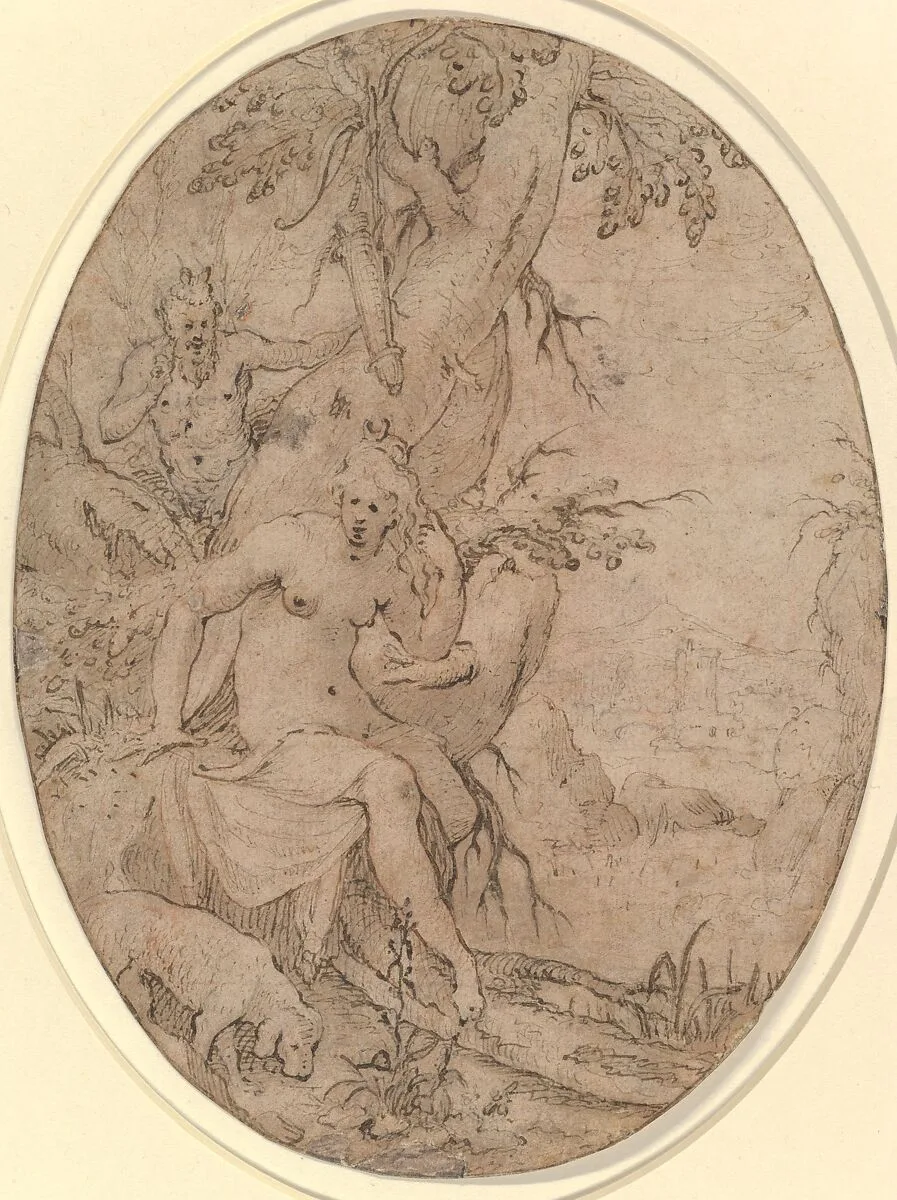 Diana and a Leering Satyr in a Forest — Adam van Vianen I|Paulus Willemsz. van Vianen