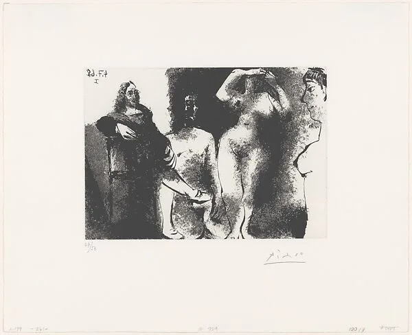 Rembrandtesque Man Seated with Girls, from 347 Suite — Pablo Picasso|Aldo and Piero Crommelynck|Galerie Louise Leiris