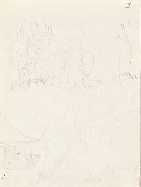 現代 謝稚柳 西湖小瀛洲畫稿 冊頁|West Lake, Hangzhou: Little Isle of the Immortals — Xie Zhiliu