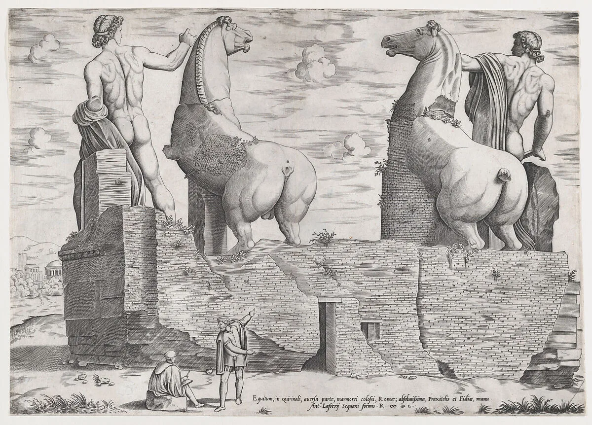 View of the Back of Statues of the Dioscuri at the Quirinal — Antonio Lafreri|Anonymous
