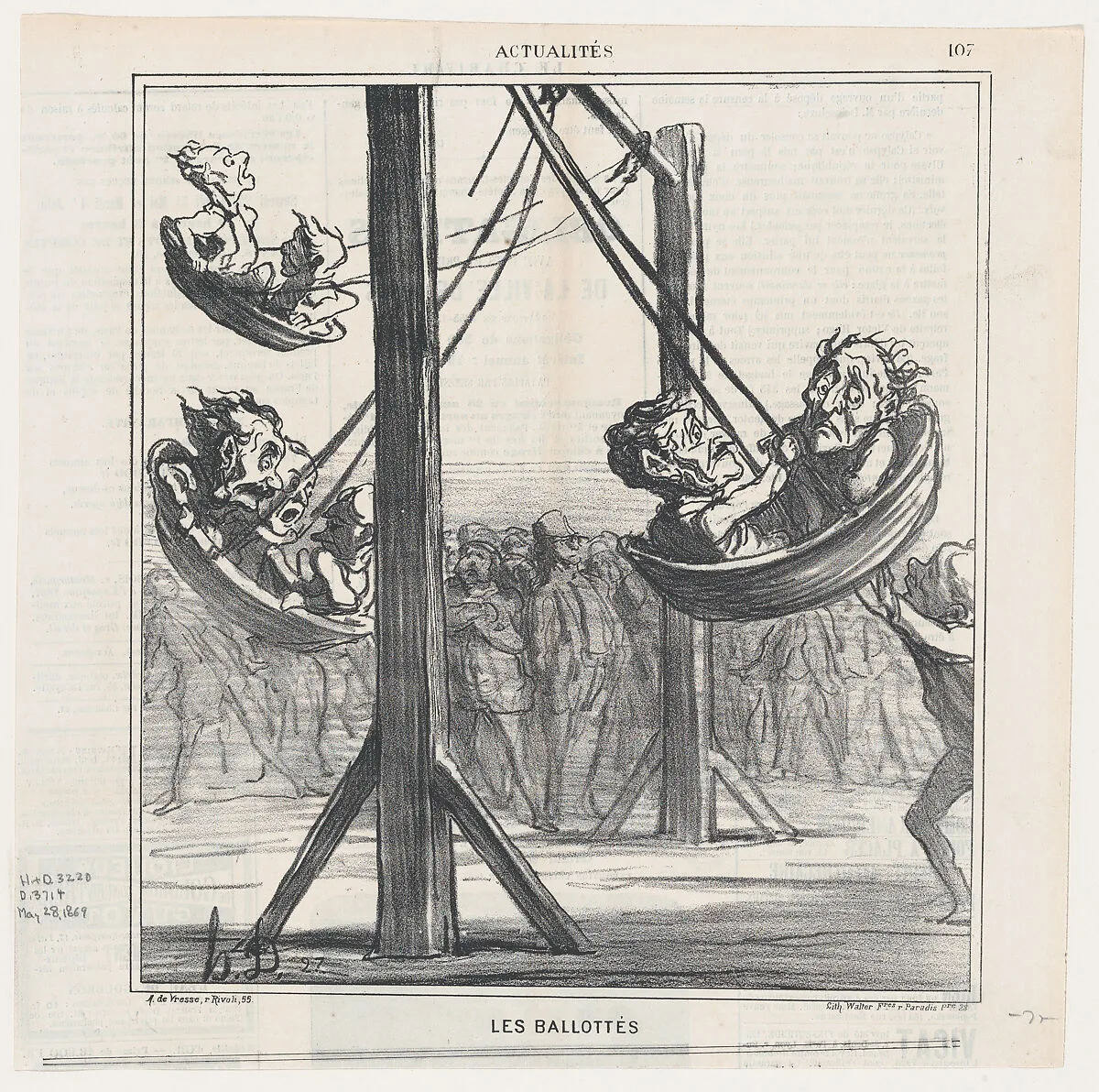 Run-off elections, from 'News of the day,' published in Le Charivari, May 28, 1869 — Walter Frères|Arnaud de Vresse|Honoré Daumier