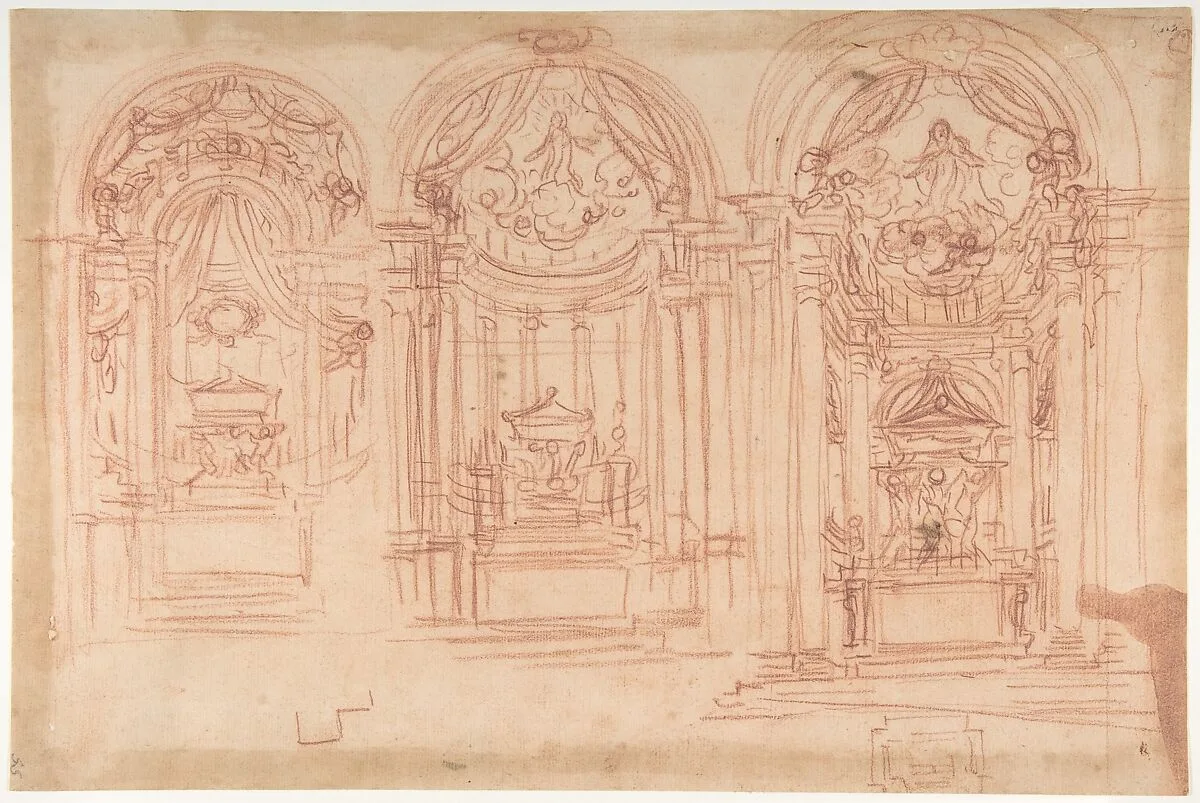 Design for a Catafalgue Used on the Occasion of the Canonization of Saint Mary Magdalen de' Pazzi, Florence, 1669. — Baldassarre Franceschini (il Volterrano)