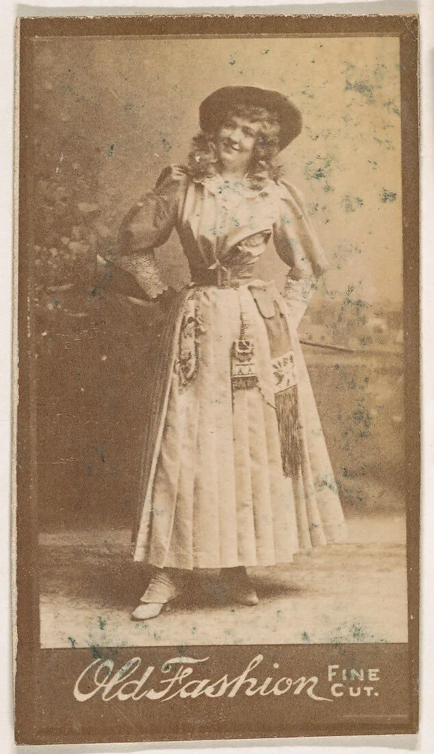 Actress standing with hands behind back, from the Actresses series (N664) promoting Old Fashion Fine Cut Tobacco — Unknown