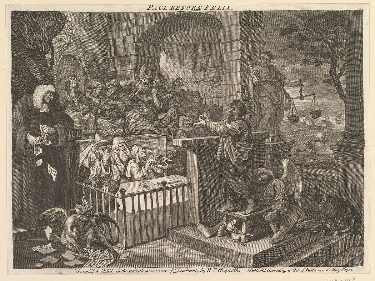 Paul Before Felix Burlesqued — William Hogarth