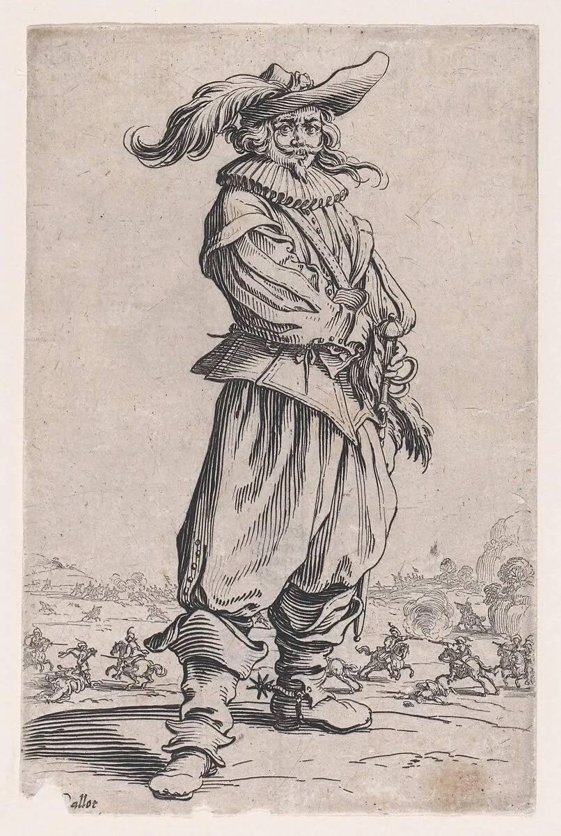 Le Guerrier au Chapeau Orné d'une Grande Plume (The Officer with a Large Feather in His Hat), from La Noblesse (The Nobility) — Jacques Callot