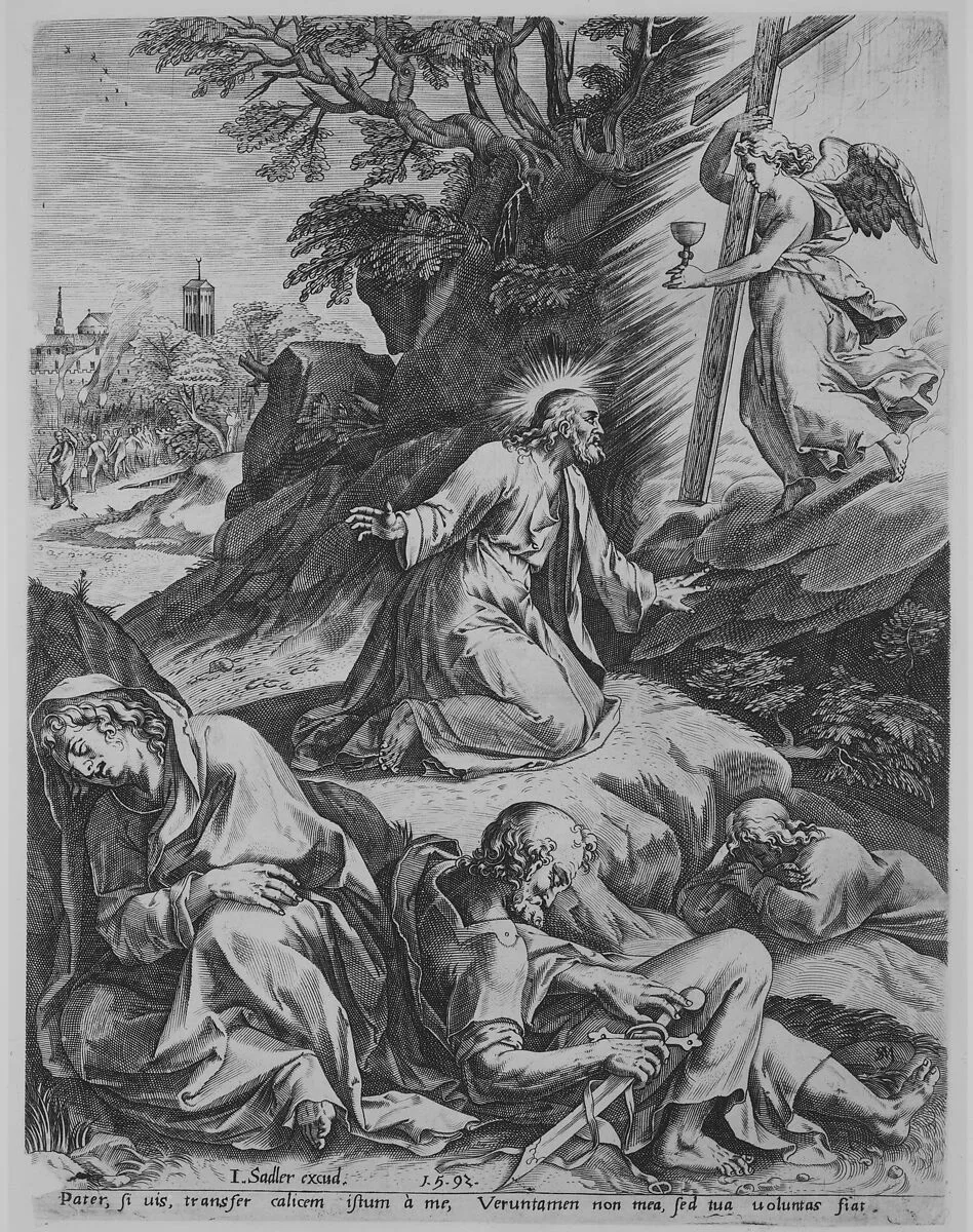The Agony of Christ on Mount Olive — Cornelis Cort|Federico Zuccaro (Zuccari)|Johann Sadeler I|Monogrammist SM