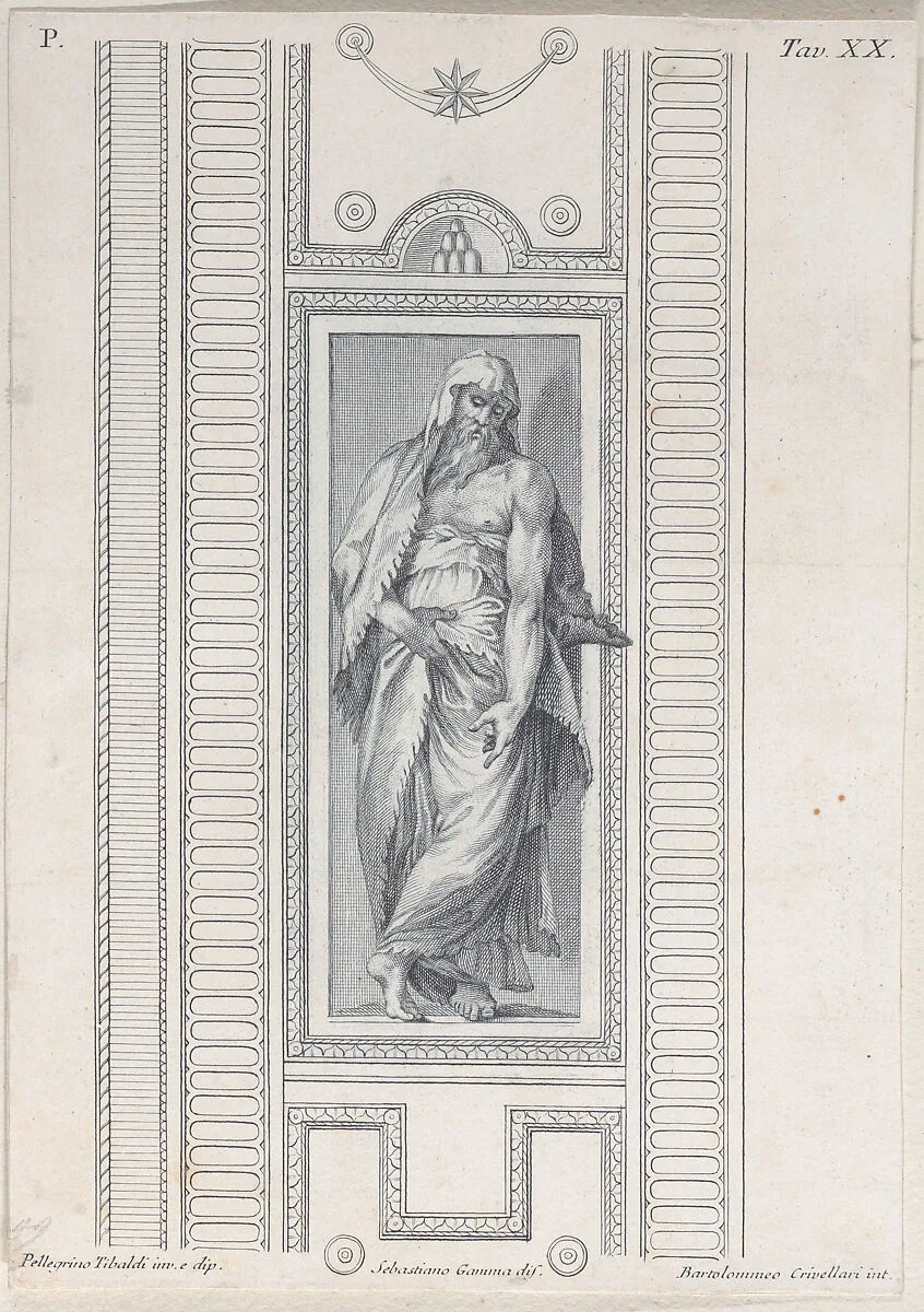 Plate 20: bearded figure, half clothed — Bartolomeo Crivellari|Sebastiano Gamma|Pellegrino Tibaldi|Giampietro Zanotti
