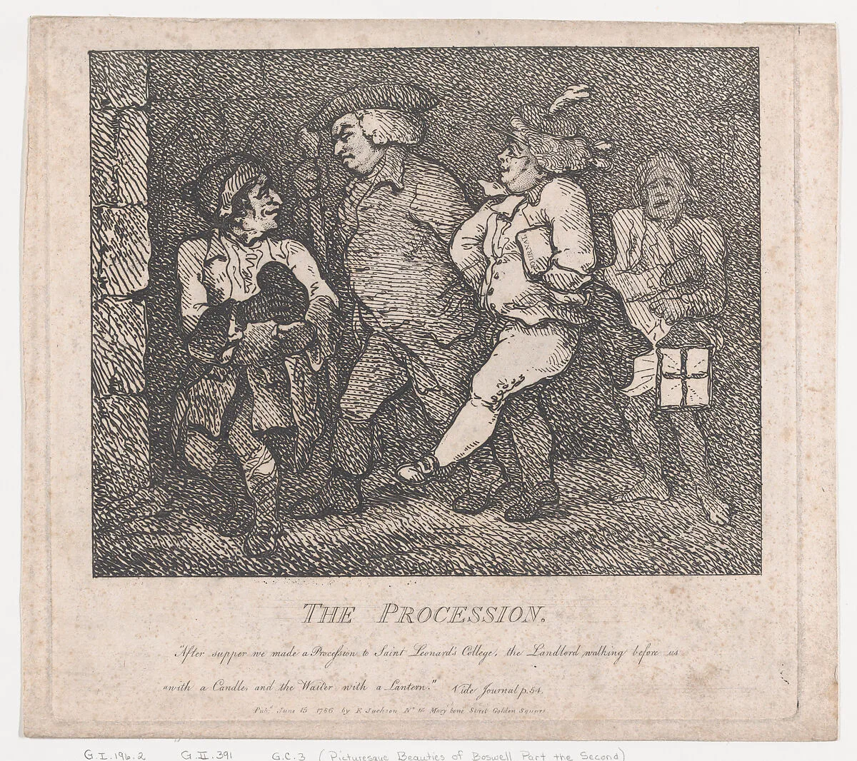 The Procession (Picturesque Beauties of Boswell, Part the Second) — Samuel Collings|Samuel Johnson|James Boswell|Thomas Rowlandson|Elizabeth Jackson