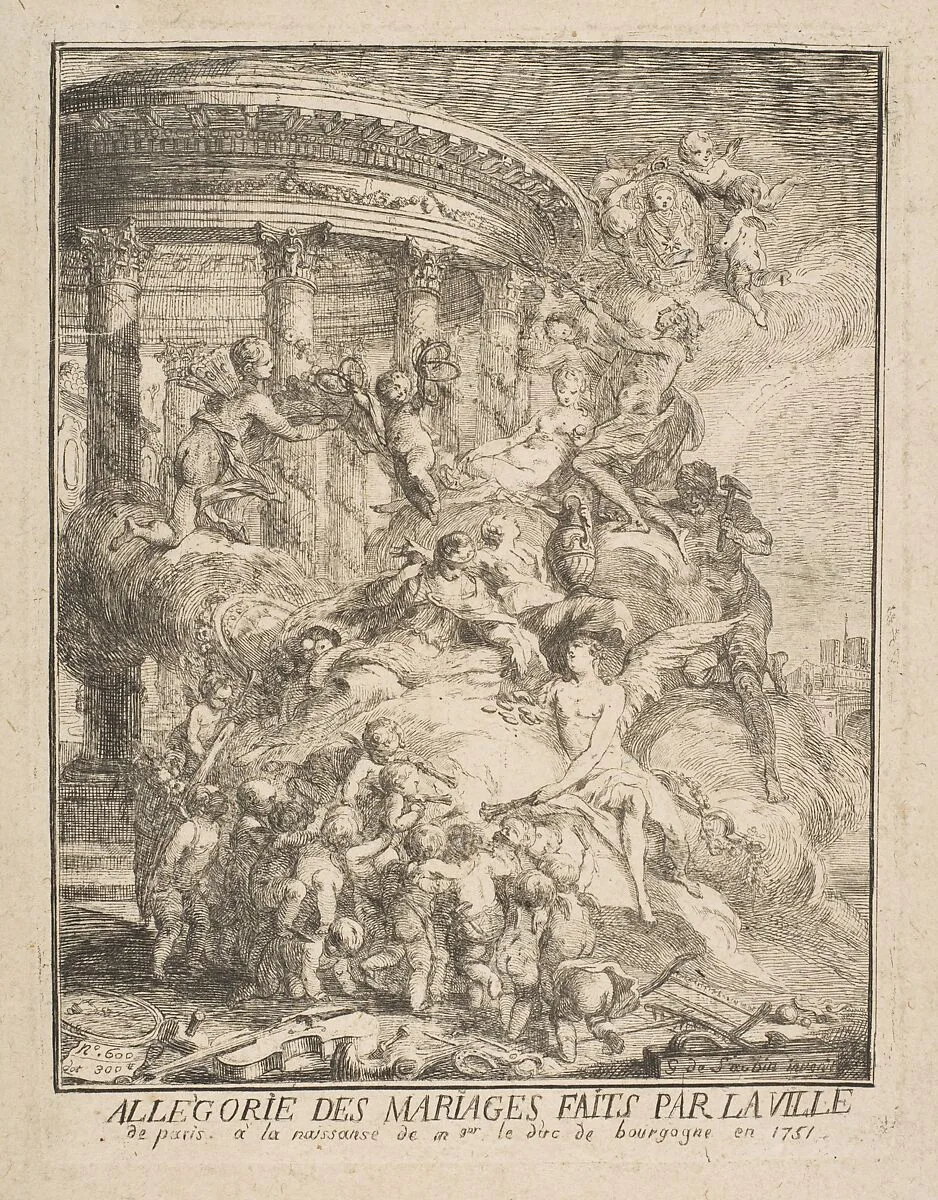 Allegorie des mariages faits par la Ville de Paris a la naissance du Duc de Bourgogne — Gabriel de Saint-Aubin