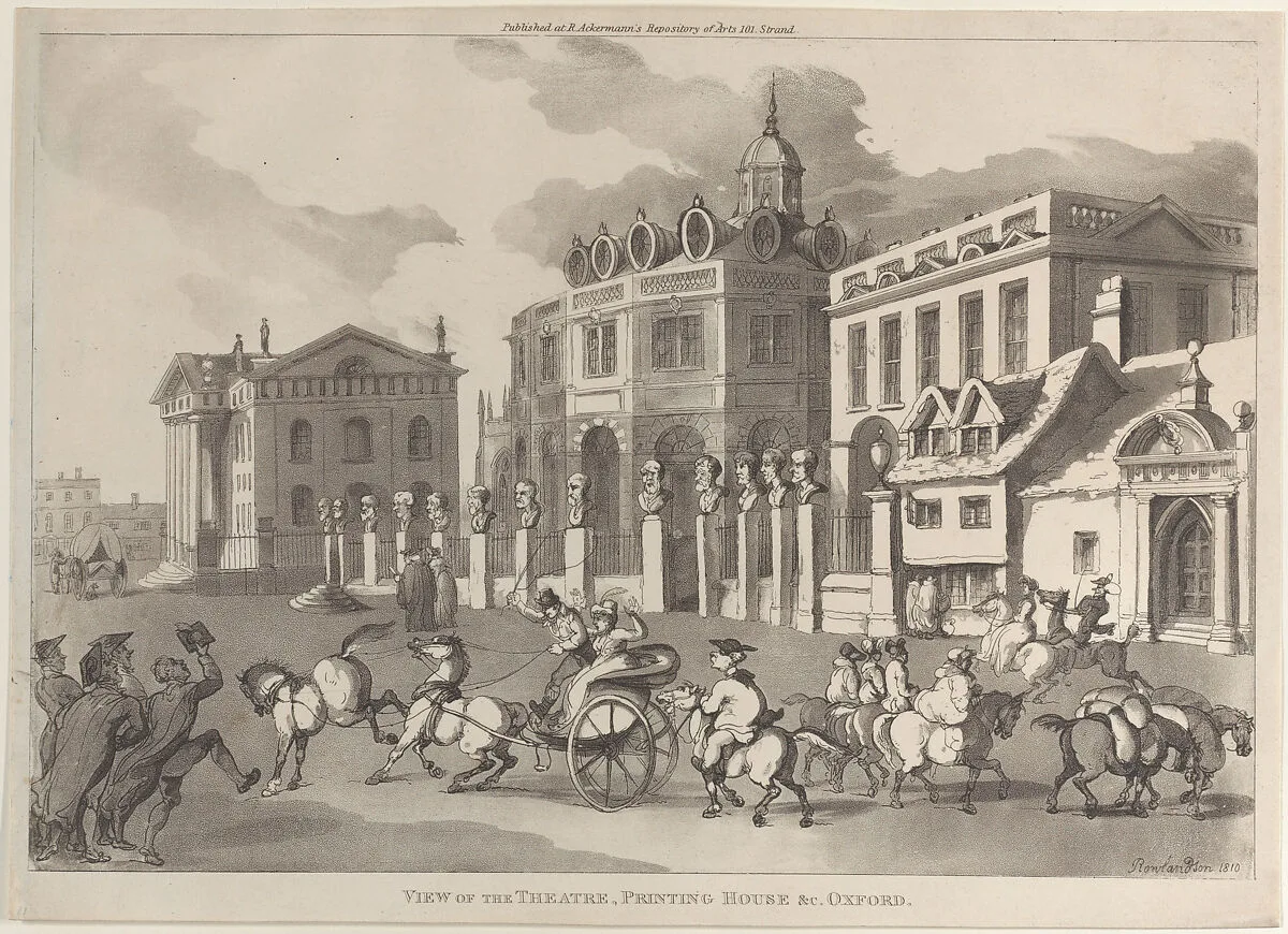 View of the Theatre, Printing House &c. Oxford — Thomas Rowlandson|Rudolph Ackermann, London