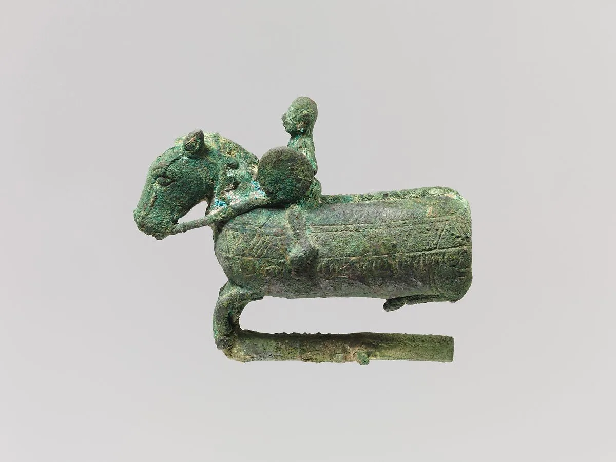 公元前3至2世纪 青銅驭手端飾|Finial in shape of a horse and rider — Unknown
