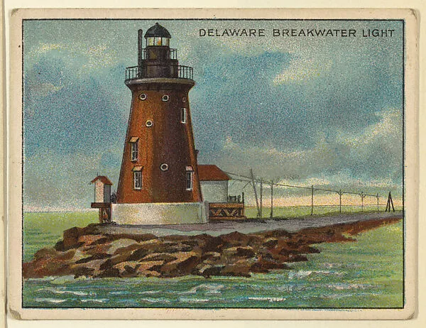 Delaware Breakwater Light, from the "Lighthouse Series" (T77), issued with Hassan Cigarettes by the American Tobacco Company — American Tobacco Company