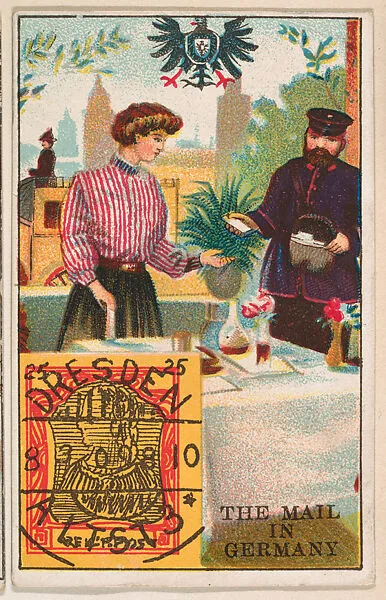 The Mail in Germany, bakery card from the Stamps and Mail Carriers of All Nations series (D73), issued by the Rochester Baking Company — Rochester Baking Company