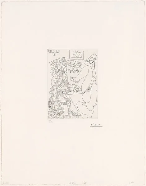 Young Woman with Two Bowing Courtiers, from 347 Suite — Pablo Picasso|Aldo and Piero Crommelynck|Galerie Louise Leiris