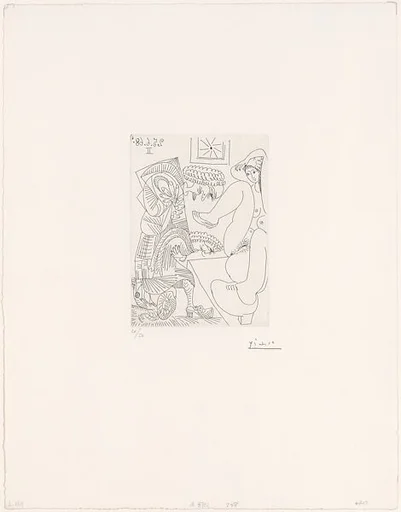 Young Woman with Two Bowing Courtiers, from 347 Suite