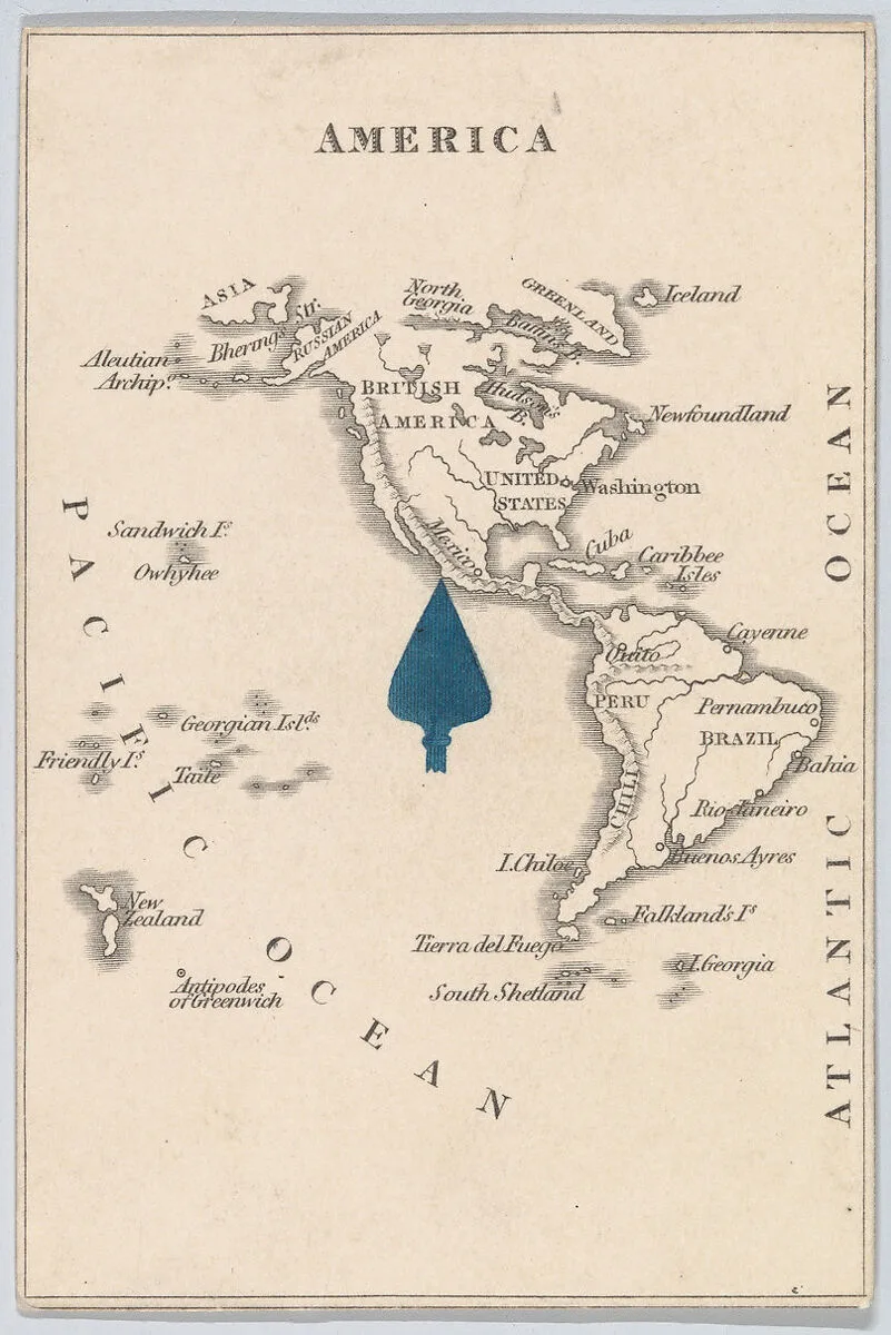 America, from "Court Game of Geography" — William and Henry Rock