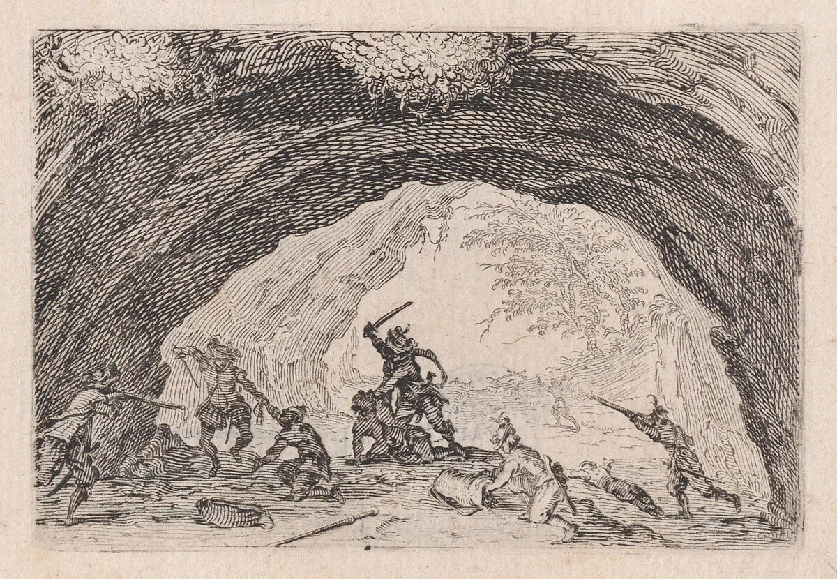 La Caverne de Brigands (The Cave of Thieves), from Les Caprices Series B, The Nancy Set — Jacques Callot|Lorenzo de' Medici