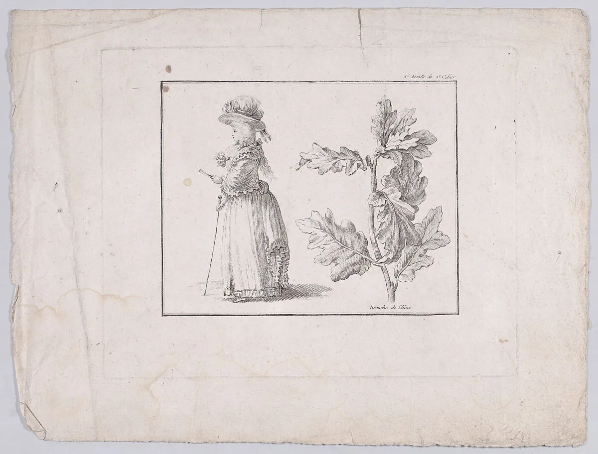 Profile of a woman and a study of an oak branch — Gilles-Antoine Demarteau