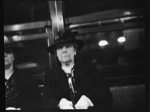 [Five 35mm Film Frames: Subway Passengers, New York City: Elderly Woman, Mother and Daughter]