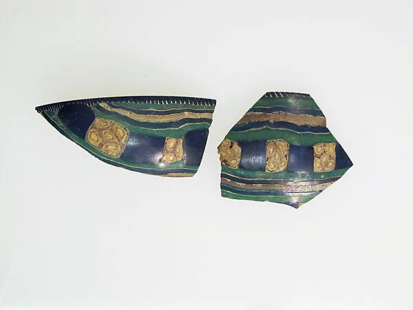 Glass striped mosaic bowl fragments — Unknown