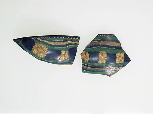 Glass striped mosaic bowl fragments