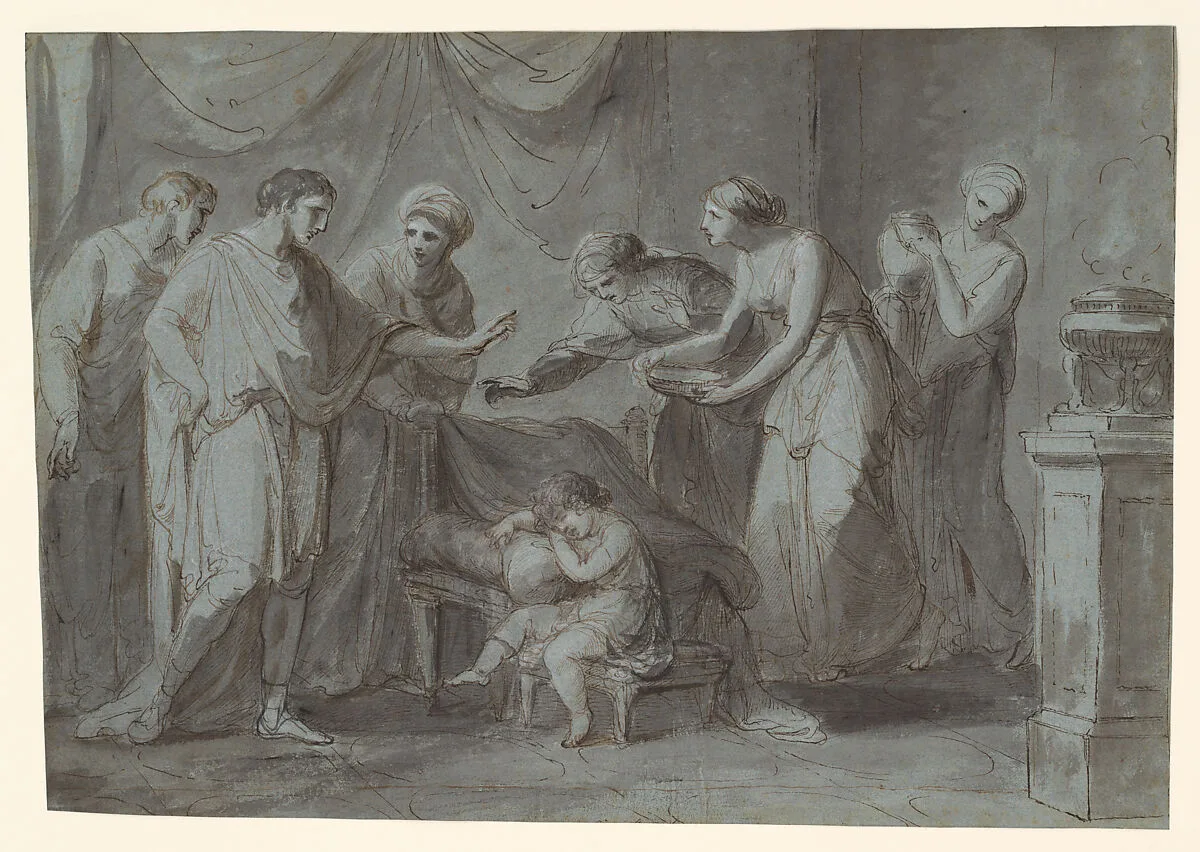 Servius Tullius When a Child, Asleep in the Apartment of King Tarquinius Priscus — Angelica Kauffmann