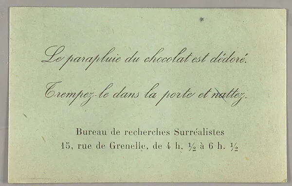 Le parapluie du chocolat est dédoré : trempez-le dans la porte et nattez — Bureau de recherches surréalistes