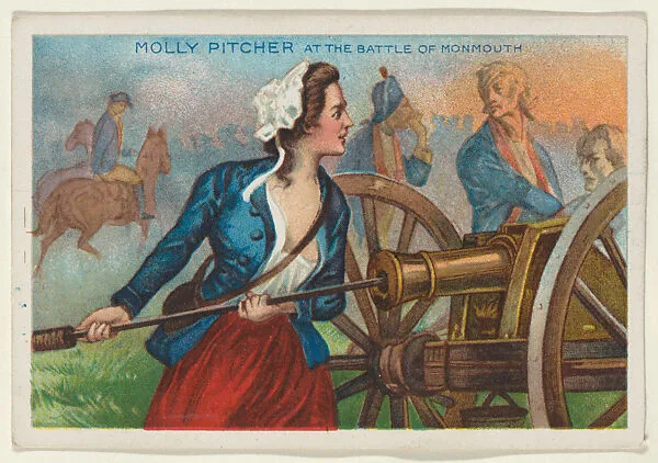 Molly Pitcher at the Battle of Monmouth, from the "Heroes of History" series (T68), issued with Miners Extra Smoking Tobacco, Natural Leaf Scrap, and Royal Bengals Little Cigars — Royal Bengals Little Cigars|Molly Pitcher