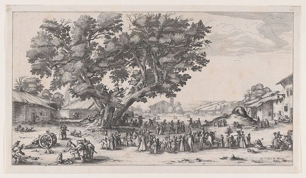 Reverse Copy of La Fiore de Gondreville pièce appelée aussi La Fête du Village, La Petite Foire, Le Bal Champêtre, Le Jeu de Boules (The Fair at Gondreville also called The Village Festival, The Little Fair, The Country Dance, The Game of Bowls) — Jacques Callot|Anonymous