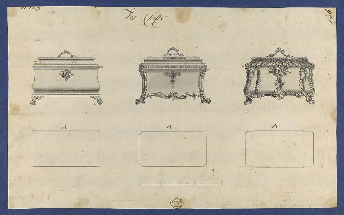 Tea Chests, in Chippendale Drawings, Vol. I — Thomas Chippendale