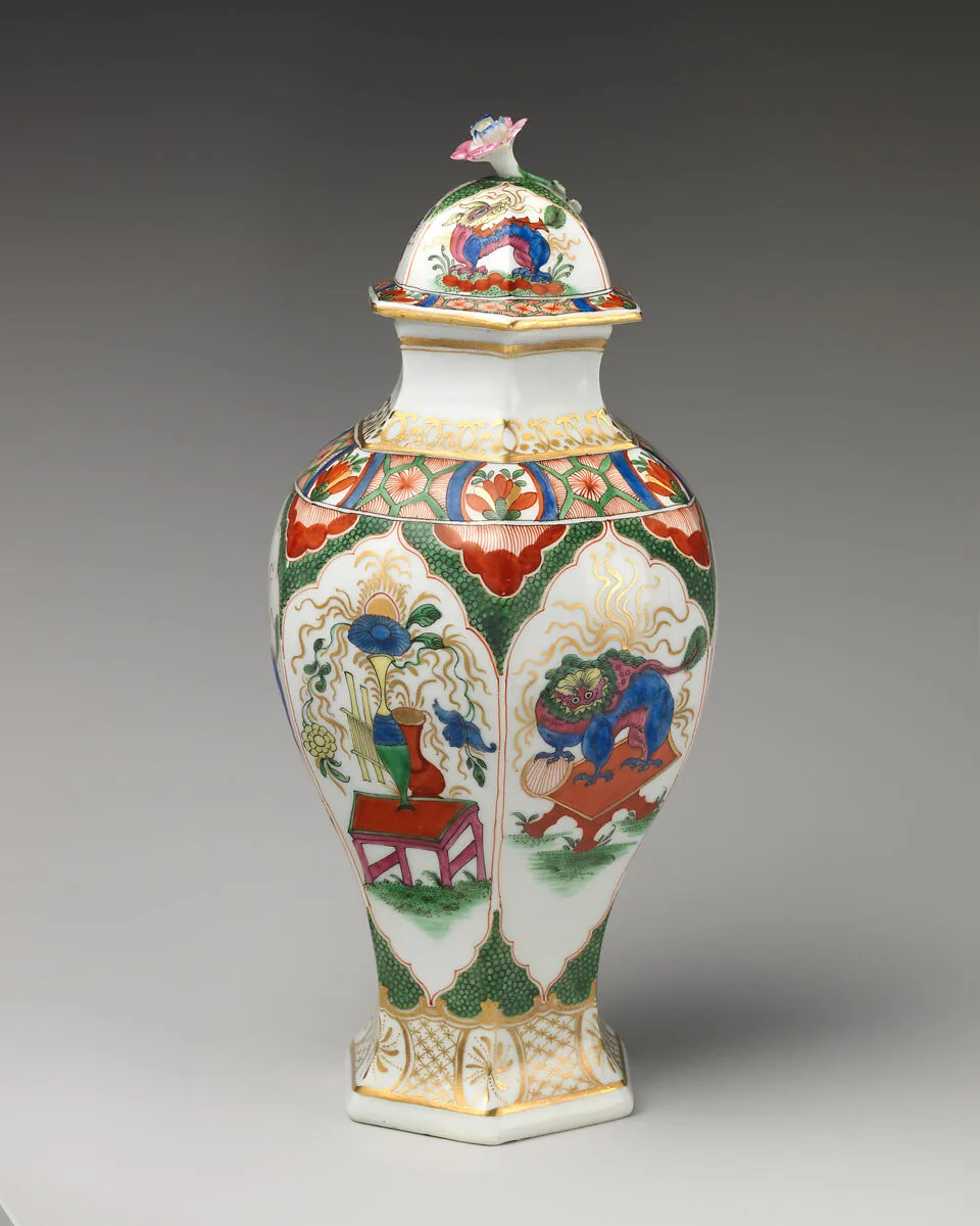 Covered vase (one of a pair) — Worcester factory