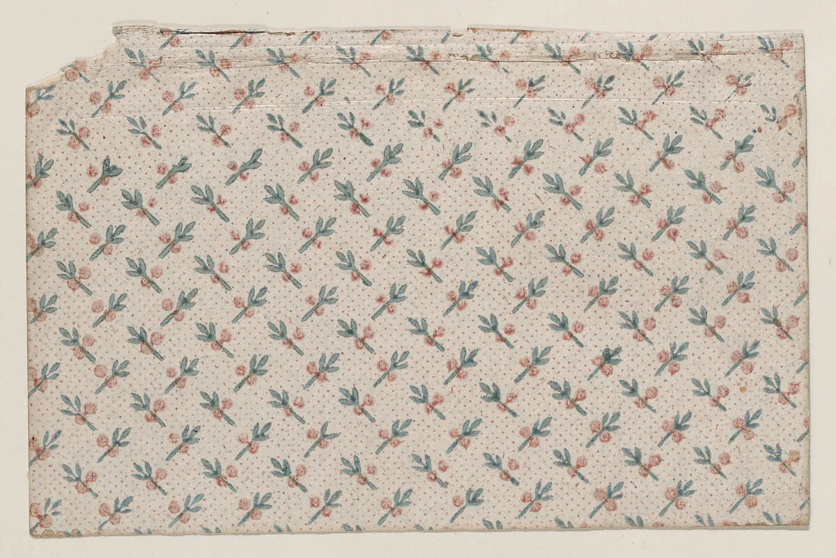 Sheet with overall floral and dot pattern — Anonymous