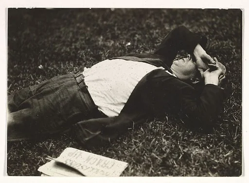 [Man Sleeping on Grass, New York]