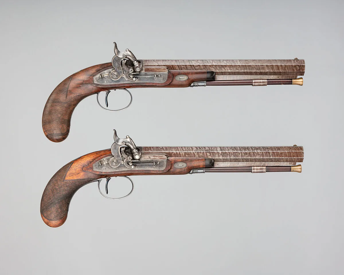 Pair of Pellet-Lock Pistols with Case with Accessories — Charles Moore