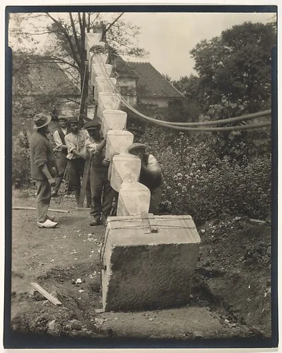 Brancusi's "Endless Column" in Mr. Steichen's Garden, Voulangis, France