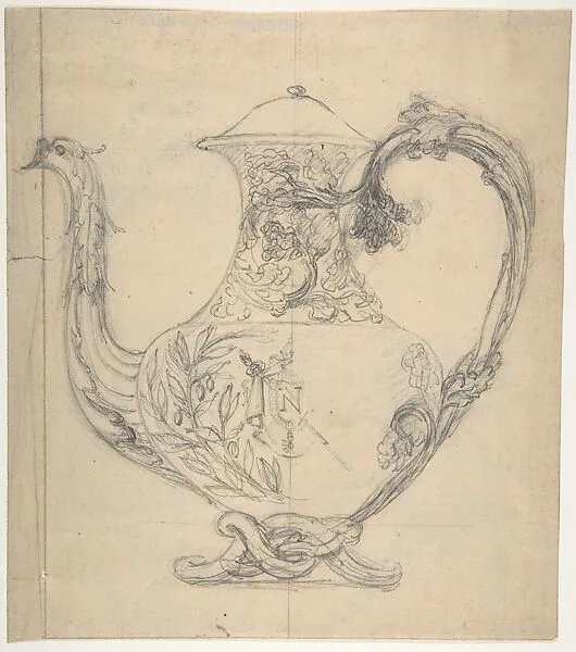 Design from the Workshop of Froment-Meurice; verso, studies for a mirror (?) — Jacques-Charles-François-Marie Froment-Meurice