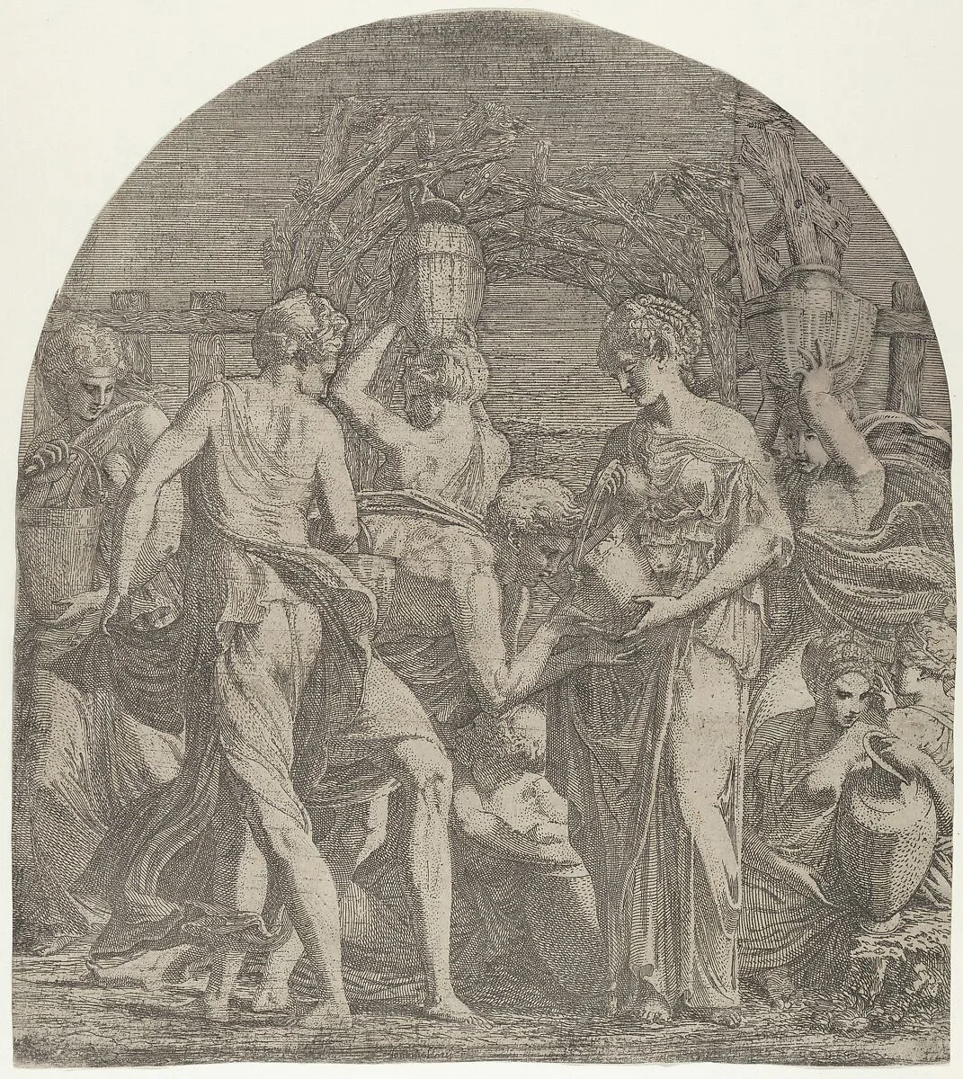 Rebecca and Eliezer at the Well — Francesco Primaticcio|Léon Davent