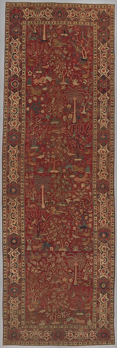 Carpet with Palm Trees, Ibexes, and Birds — Unknown