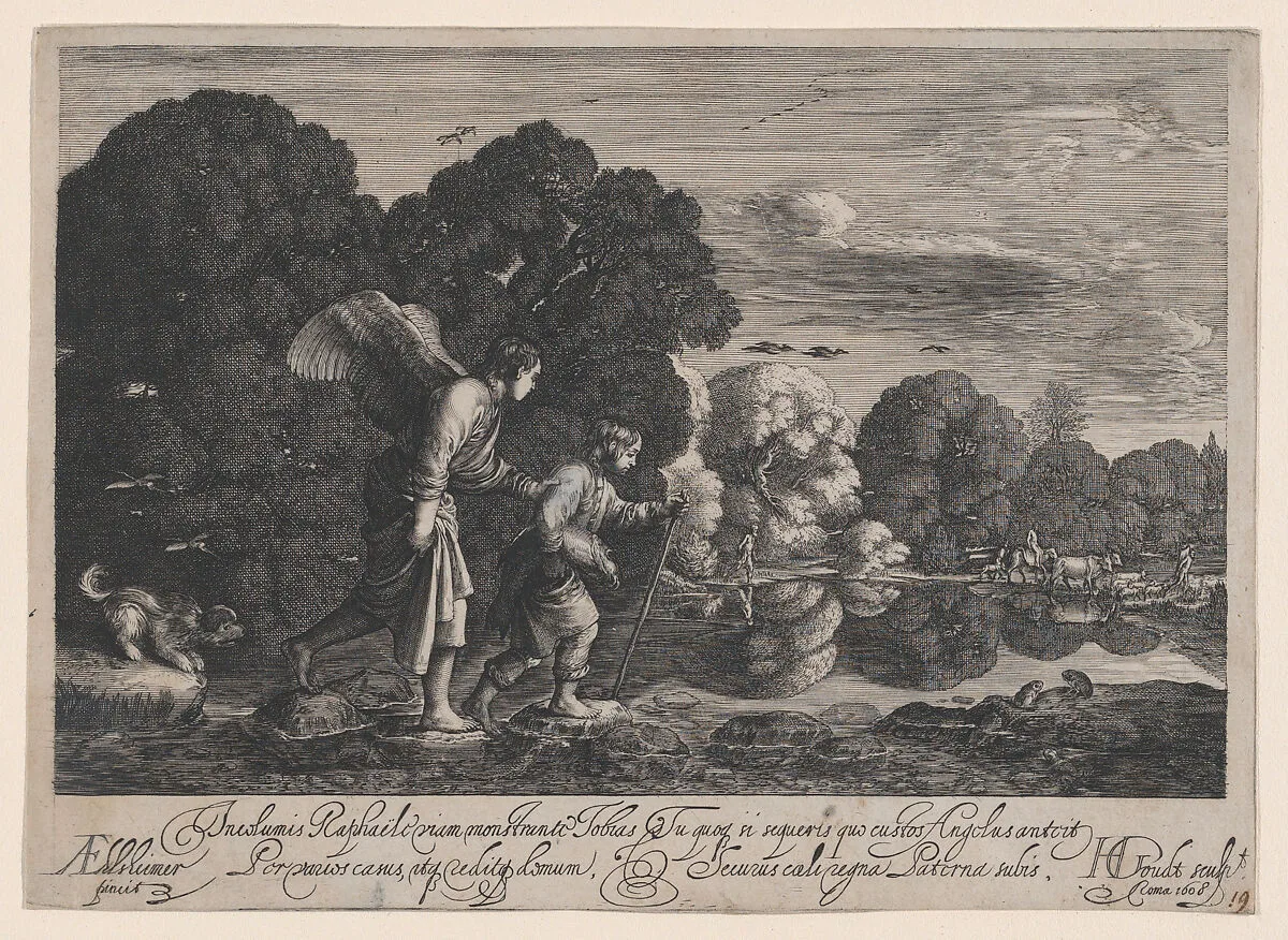 Tobias and the Angel (small plate) — Hendrick Goudt|Adam Elsheimer