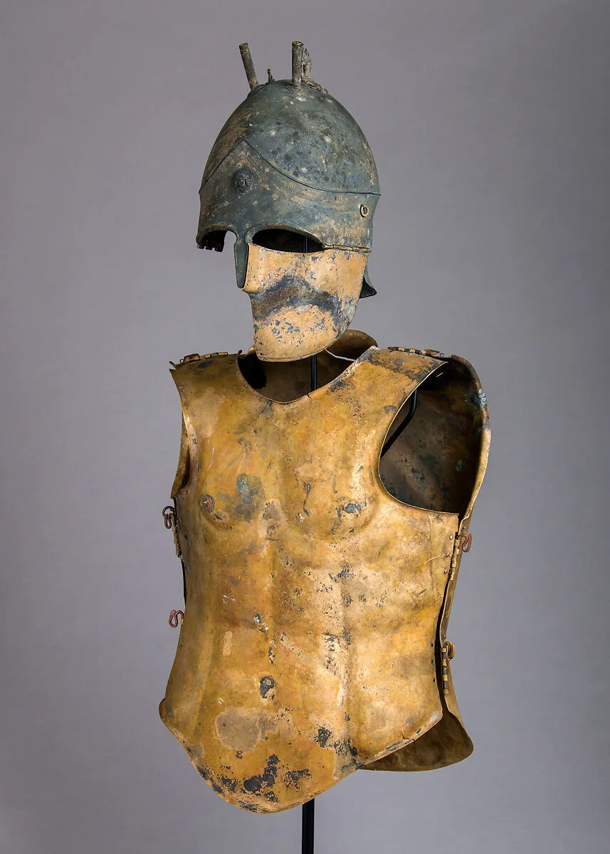 Helmet of the Italo-Chalcidian Type, Anatomical Cuirass, and Left Greave — Unknown